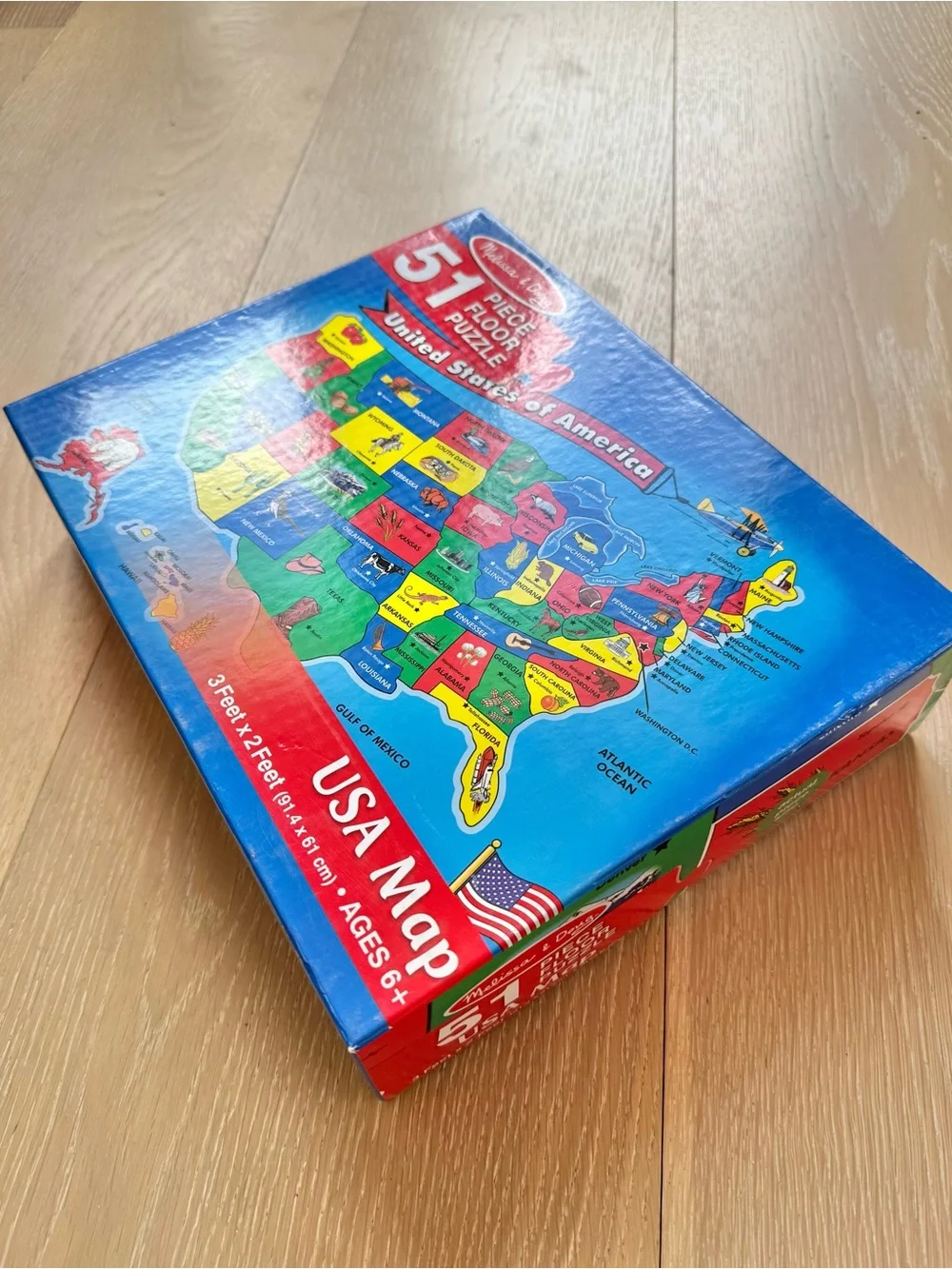 Melissa & Doug USA Map 51 Piece Floor Puzzle 3 Feet by 2 Feet Age 6 Plus Puzzles